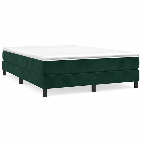 vidaXL Estrutura de cama com molas 140x190 cm veludo verde-escuro