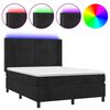 vidaXL Cama box spring c/ colch&atilde;o/LED 140x200 cm veludo preto