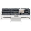 vidaXL 4 pcs conj. lounge de jardim c/ almofad&otilde;es pinho maci&ccedil;o branco