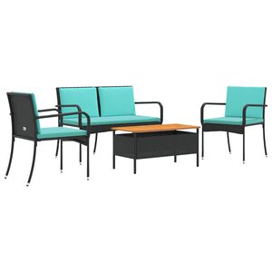 vidaXL Conjunto para Jardim Preto vime PE