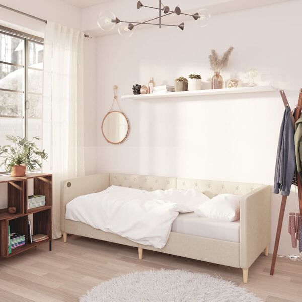 vidaXL Sof&aacute;-cama c/ colch&atilde;o e sa&iacute;da USB 90x200 cm tecido cor creme