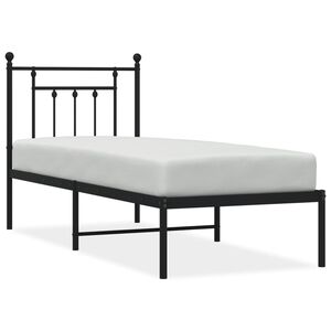 vidaXL Estrutura de cama metal s/ colch&atilde;o c/ cabeceira 75x190 cm preto