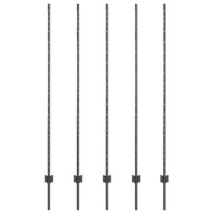 vidaXL Poste de Cerca Embutido 5 unid. Cinzento 200 cm