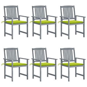 vidaXL Cadeiras de jardim c/ almofad&otilde;es 6 pcs ac&aacute;cia maci&ccedil;a cinzento