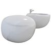 Conjunto de vaso s&aacute;nitario e bid&eacute; cer&acirc;micos pendurados brancos