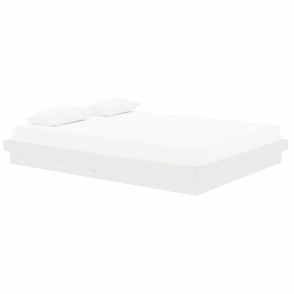 vidaXL Estrutura de cama king 150x200 cm madeira maciça branco