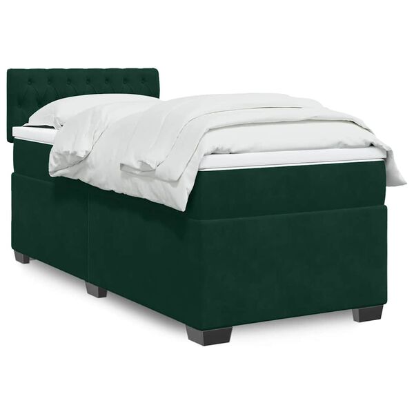 vidaXL Cama com molas/colch&atilde;o 80x200 cm veludo verde-escuro