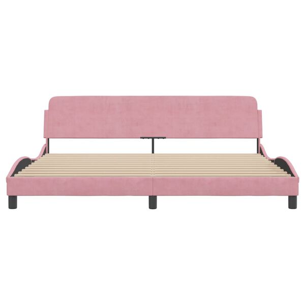 vidaXL Estrutura de cama Dover 200x200 cm veludo rosa