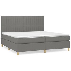 vidaXL Cama com molas/colch&atilde;o 200x200 cm tecido cinzento-escuro
