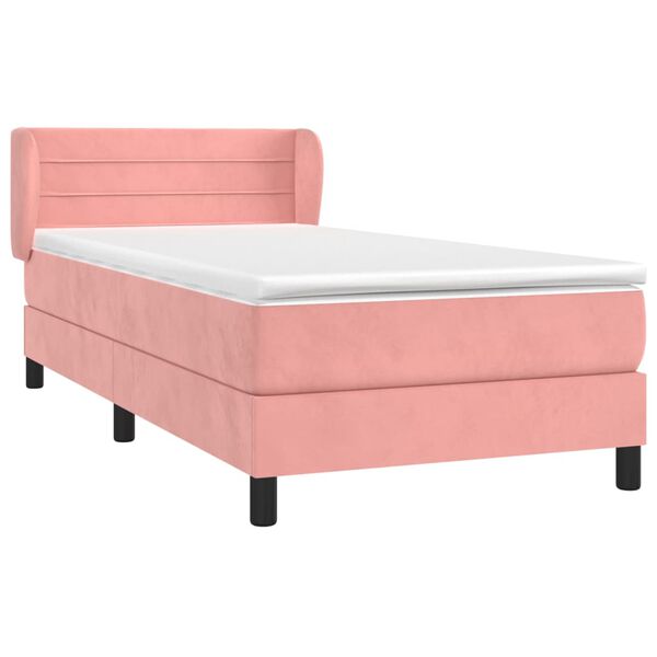 vidaXL Cama com molas/colch&atilde;o 100x200 cm veludo rosa