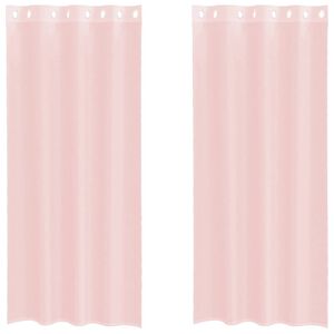 vidaXL Cortinas de voile com ilh&oacute;s 2 pcs rosa-claro 140x225 cm