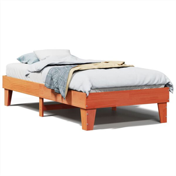 vidaXL Cama sem colch&atilde;o 90x200 cm pinho maci&ccedil;o castanho-mel