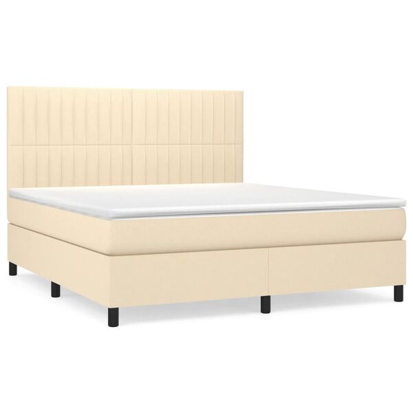 vidaXL Cama com molas/colch&atilde;o 180x200 cm tecido cor creme