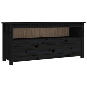 vidaXL M&oacute;vel de TV 114x35x52 cm madeira de pinho maci&ccedil;a preto