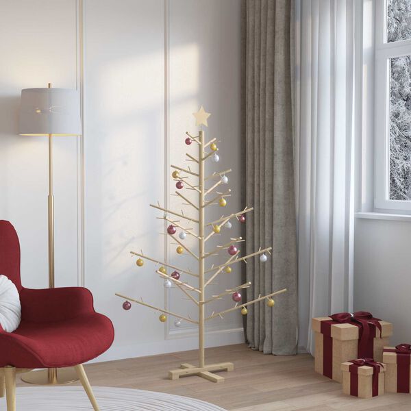 vidaXL &Aacute;rvore de Natal de Madeira com suporte Natural 150 cm
