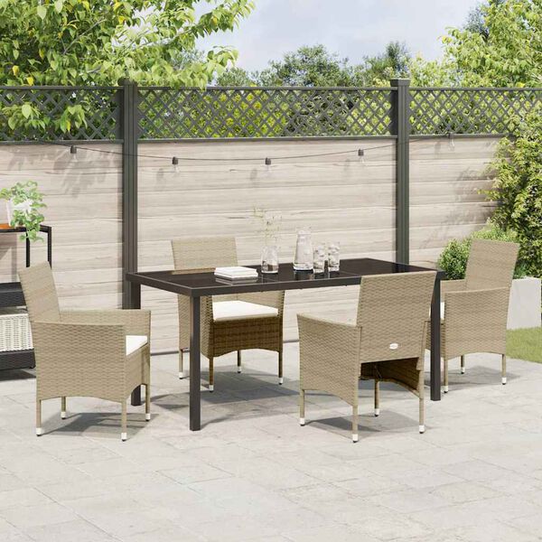 vidaXL Conjunto de Jantar para Jardim 5 pcs Bege Rattan Sint&eacute;tico
