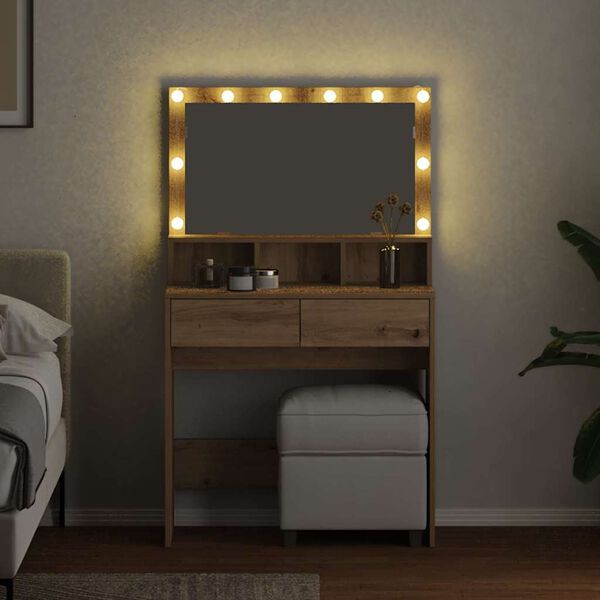 vidaXL Mesa de vestir com gaveta Carvalho Artesanal 80 x 41 x 134,5 cm