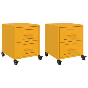 vidaXL Mesas de cabeceira 2 pcs 36x39x43,5 cm a&ccedil;o amarelo mostarda