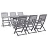 vidaXL 7 pcs conjunto de jantar jardim madeira ac&aacute;cia maci&ccedil;a cinzento