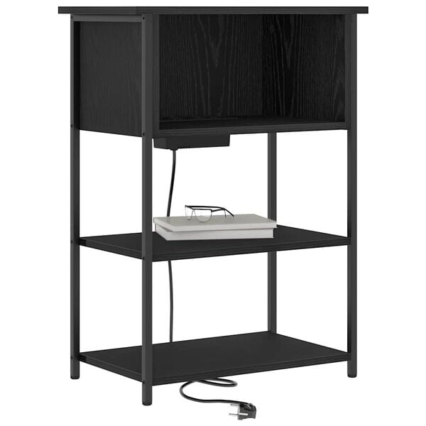 vidaXL Arm&aacute;rio de Cabeceira Carvalho Preto 55 x 31 x 76 cm