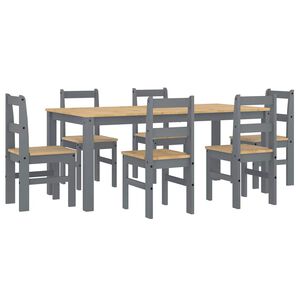 vidaXL 7 pcs conjunto de jantar PANAMA madeira pinho maci&ccedil;a cinzento