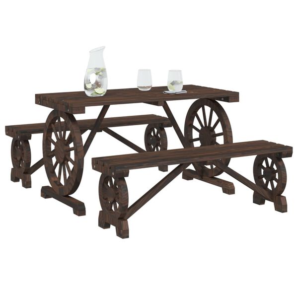 vidaXL 3 pcs conjunto de jantar p/ jardim madeira de abeto maciça