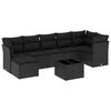 vidaXL 8 pcs conjunto sof&aacute;s de jardim com almofad&otilde;es vime PE preto
