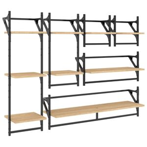 vidaXL 6 pcs prateleiras parede derivados de madeira carvalho sonoma