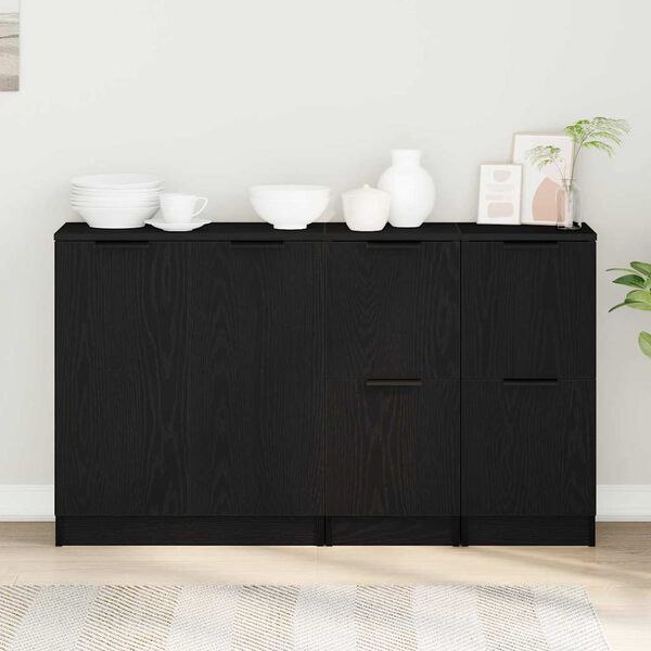 vidaXL Buffet 3 pcs Carvalho Preto Madeira processada