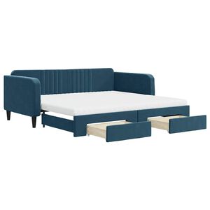 vidaXL Sof&aacute;-cama com gavet&atilde;o e gavetas 100x200 cm veludo azul