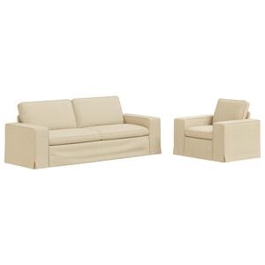 vidaXL Sof&aacute; 2 pcs Creme Dimens&otilde;es gerais: 222 x 80 x 82 cm (L x P x A)