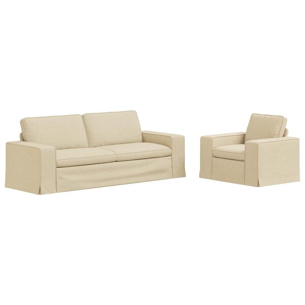 vidaXL Sof&aacute; 2 pcs Creme Dimens&otilde;es gerais: 222 x 80 x 82 cm (L x P x A)