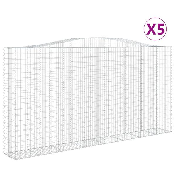 vidaXL Cestos gabião arqueados 5pcs 400x50x200/220cm ferro galvanizado