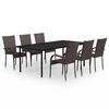 vidaXL 7 pcs conjunto de jantar para jardim castanho e preto
