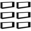 vidaXL Prateleiras parede forma de cubo 6 pcs derivados madeira preto