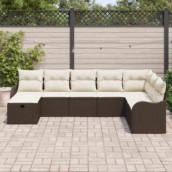 vidaXL Conjunto de Sof&aacute; de Jardim 8 pcs Castanho Rattan Sint&eacute;tico