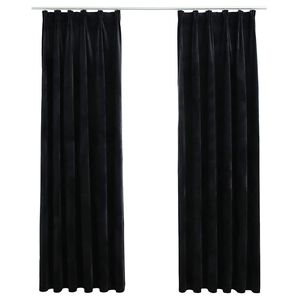 vidaXL Cortinas blackout com ganchos 2 pcs 140x225 cm veludo preto