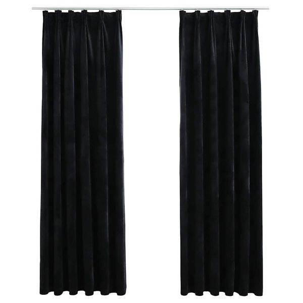 vidaXL Cortinas blackout com ganchos 2 pcs 140x225 cm veludo preto