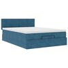 vidaXL Estrutura de cama otomana com colch&atilde;o 140x190cm azul escuro
