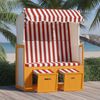 vidaXL Strandkorb com toldo vime PE e madeira maci&ccedil;a vermelho e branco