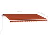 vidaXL Toldo retr&aacute;til manual independente 450x350cm laranja e castanho
