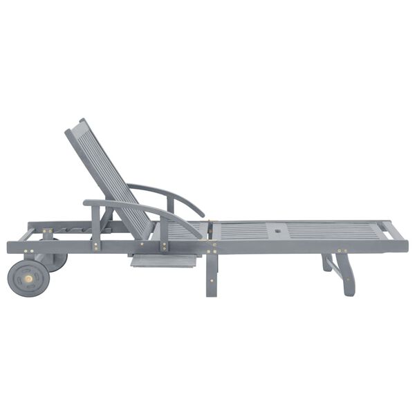 vidaXL Espreguiçadeira de jardim madeira acácia maciça cinzento