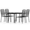 vidaXL 5 pcs Conjunto de jantar para jardim preto