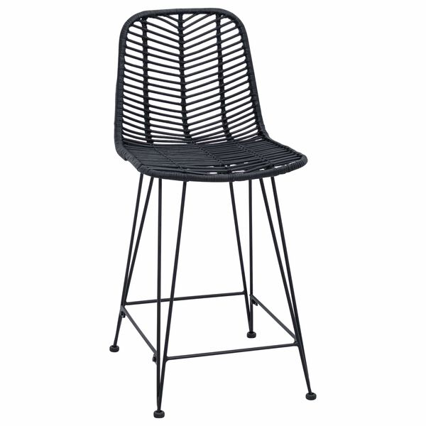 vidaXL Cadeira de Bar 2 pcs Preto 44,5 x 54,5 x 97,5 cm Rattan e Ferro