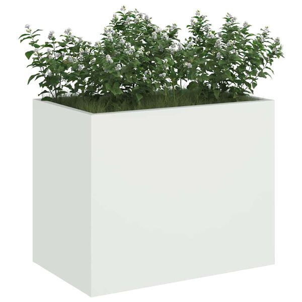 vidaXL Vaso de Jardim Branco 50 x 32 x 40 cm A&ccedil;o laminado a frio