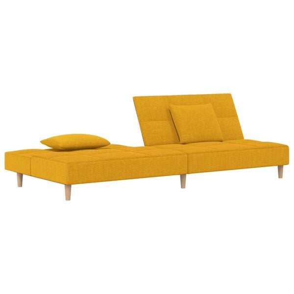 vidaXL Sof&aacute;-cama 2 lugares com duas almofadas tecido amarelo