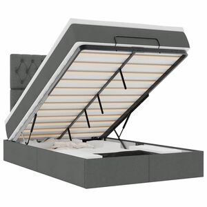 vidaXL Estrutura cama otomana colch&atilde;o 120x200cm tecido cinzento escuro