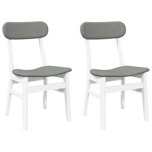 vidaXL Cadeiras de jantar com almofadões 2 pcs madeira maciça branco
