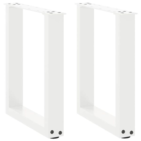 vidaXL P&eacute;s para mesa de centro em formato de U, 2 pe&ccedil;as, branco, 38x(42-43) cm, a&ccedil;o
