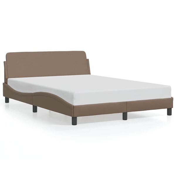vidaXL Estrutura de cama Dover 140x200 cm couro artificial cappuccino
